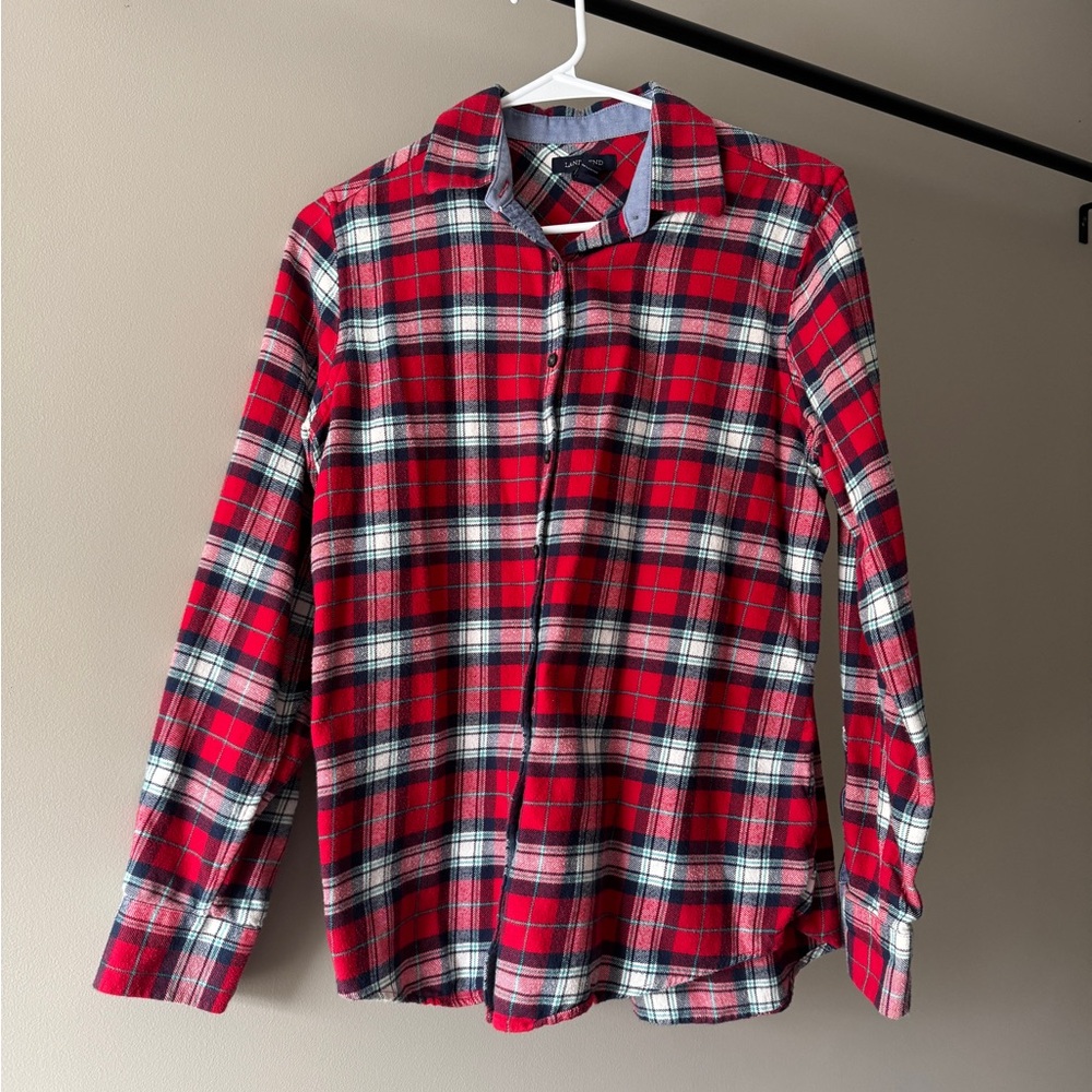 Lands’ End Red Plaid Women’s Flannel Shirt